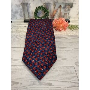 Nature By Design Wide 4" X 59" Blue Red Ladybug Men's Tie 100% Silk Handmade Vtg